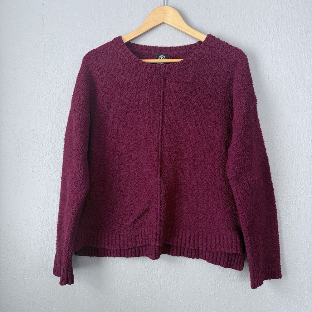 Bobeau women's Long Sleeve Sweater Crew Neck size L Burgundy Cozy Casual